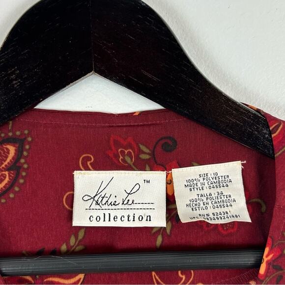 Katie Lee Collection Vintage Wine Paisley Midi Dress Size 10 - Picture 4 of 5